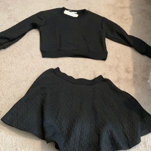 HYPR LONG SLEEVE BLACK TOP WITH SKIRT